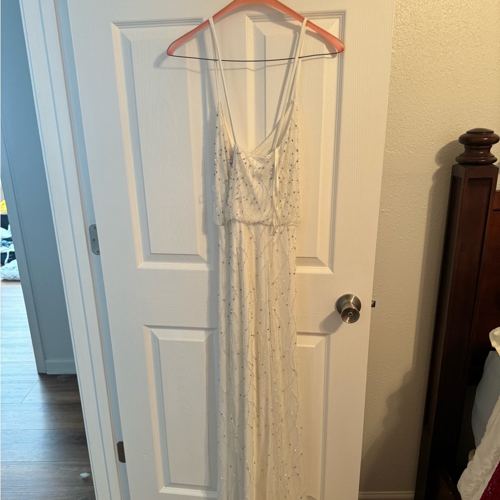 White Adrienne Papell evening gown